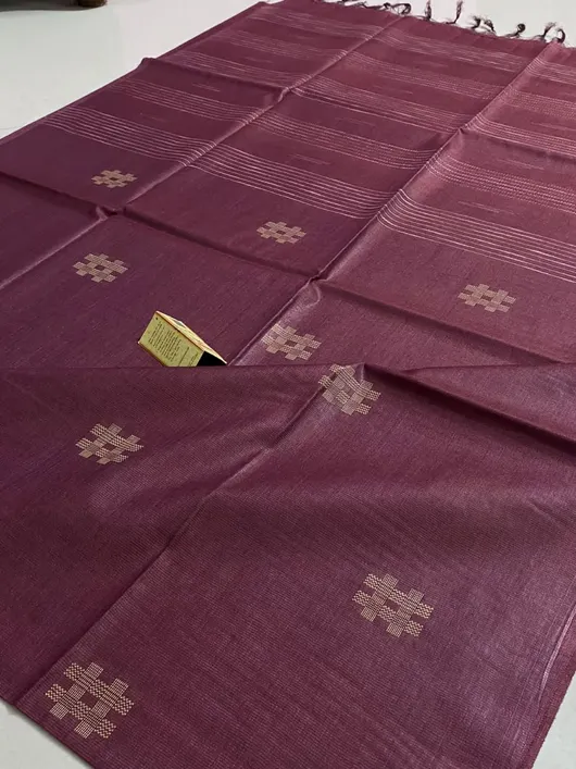 Pure Katan Silk Handwoven Saree with Self Weaving Design